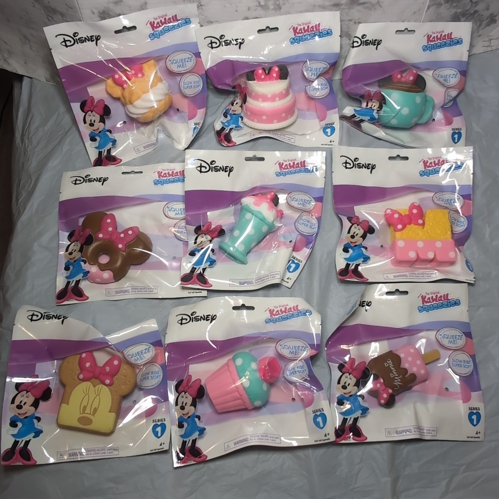 9x Disney Kawaii Squeezies Minnie Mouse Squishies Series 1 Full Set NIP